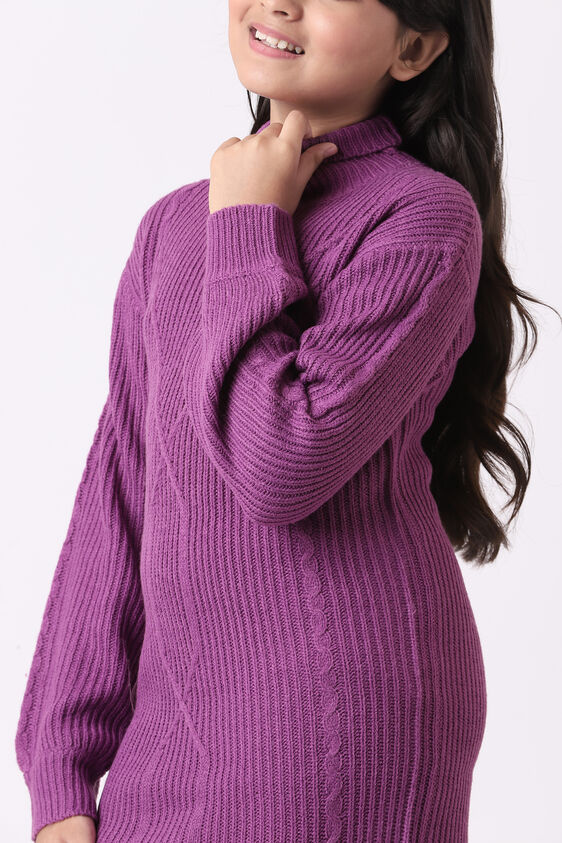 Purple Self Design Straight Dress, Purple, image 6
